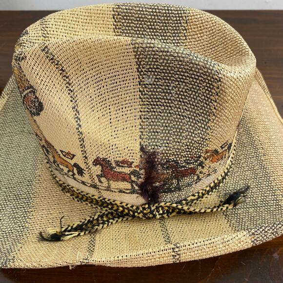Rezgo Tipo Western Straw Hat Horse Theme Made in Mexico - Picture 8 of 11